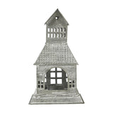 Tealight Holder Metal Village House A Antique Grey-Lange General Store