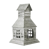 Tealight Holder Metal Village House A Antique Grey-Lange General Store