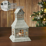 Tealight Holder Metal Village House A Antique Grey-Lange General Store