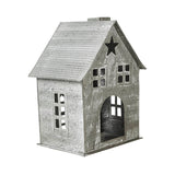 Tealight Holder Metal Village House E Antique Grey-Lange General Store