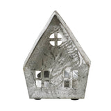 Tealight Holder Metal Village House F Antique Grey-Lange General Store