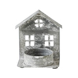 Tealight Holder Metal Village House G Antique Grey-Lange General Store