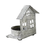 Tealight Holder Metal Village House G Antique Grey-Lange General Store