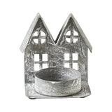 Tealight Holder Metal Village House H Antique Grey-Lange General Store