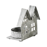 Tealight Holder Metal Village House H Antique Grey-Lange General Store