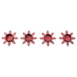 Tealight Holder Snowflake Barn Red Set of 4-Lange General Store