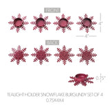 Tealight Holder Snowflake Burgundy Set of 4-Lange General Store