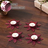 Tealight Holder Snowflake Burgundy Set of 4-Lange General Store