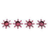 Tealight Holder Snowflake Burgundy Set of 4-Lange General Store