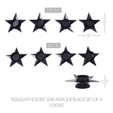 Tealight Holder Star Antique Black Set of 4-Lange General Store