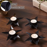 Tealight Holder Star Antique Black Set of 4-Lange General Store