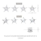 Tealight Holder Star Antique White Set of 4-Lange General Store