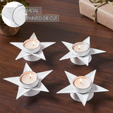 Tealight Holder Star Antique White Set of 4-Lange General Store