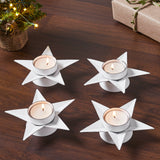 Tealight Holder Star Antique White Set of 4-Lange General Store