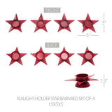 Tealight Holder Star Barn Red Set of 4-Lange General Store