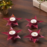 Tealight Holder Star Burgundy Set of 4-Lange General Store