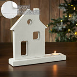 Tealight Holder Village House White-Lange General Store