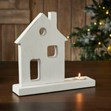 Tealight Holder Village House White-Lange General Store