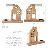 Tealight Holder Wooden Saltbox House w/ Star Natural-Lange General Store