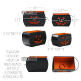 Tealight Holders Trick Or Treat Black Set of 2-Lange General Store