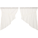 Tobacco Cloth Antique White Fringed Prairie Swag Curtains-Lange General Store