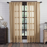 Tobacco Cloth Khaki Fringed Panel Curtains-Lange General Store