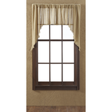 Tobacco Cloth Khaki Fringed Swag Curtains-Lange General Store