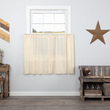 Tobacco Cloth Natural Fringed Tier Curtains 36"-Lange General Store