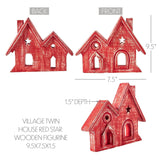 Village Twin House Red w/ Star Wooden Figurine-Lange General Store