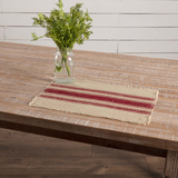 Vintage Burlap Red Stripe Placemats - Set of 6-Lange General Store