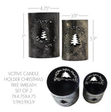 Votive Candle Holder Christmas Tree Wreath Set of 2-Lange General Store