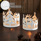 Votive Candle Holder Reindeer Antique White Set of 2-Lange General Store