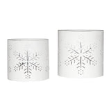 Votive Candle Holder Snowflake Antique White Set of 2-Lange General Store