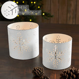 Votive Candle Holder Snowflake Antique White Set of 2-Lange General Store