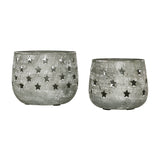 Votive Candle Holder Stars Antique Grey Set of 2-Lange General Store