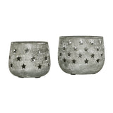 Votive Candle Holder Stars Antique Grey Set of 2-Lange General Store