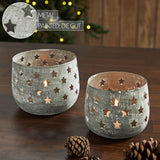 Votive Candle Holder Stars Antique Grey Set of 2-Lange General Store