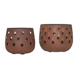 Votive Candle Holder Stars Rust Set of 2-Lange General Store