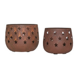 Votive Candle Holder Stars Rust Set of 2-Lange General Store