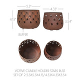 Votive Candle Holder Stars Rust Set of 2-Lange General Store