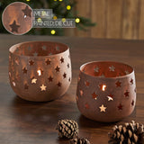 Votive Candle Holder Stars Rust Set of 2-Lange General Store