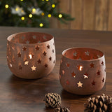 Votive Candle Holder Stars Rust Set of 2-Lange General Store