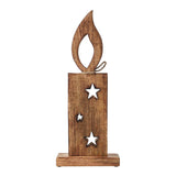 White Flame Natural Candle w/ Stars Wooden Figurine-Lange General Store