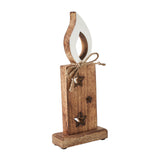 White Flame Natural Candle w/ Stars Wooden Figurine-Lange General Store