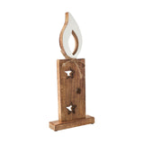 White Flame Natural Candle w/ Stars Wooden Figurine-Lange General Store