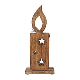 White Flame Natural Candle w/ Stars Wooden Figurine-Lange General Store