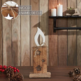 White Flame Natural Candle w/ Stars Wooden Figurine-Lange General Store