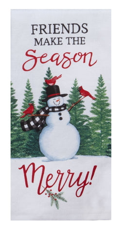 Winter Cardinal Snowman Terry Towel-Lange General Store