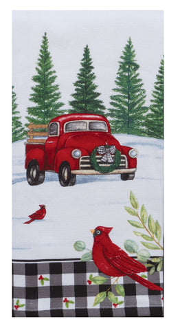 Winter Cardinal Truck Terry Towel-Lange General Store