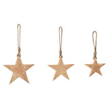 Wooden Star Natural Decorative Ornament Set of 3-Lange General Store